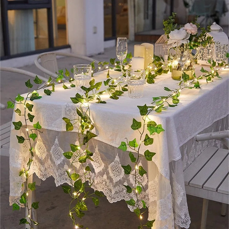 2M Green Leaf String Lights Artificial Ivy Vine