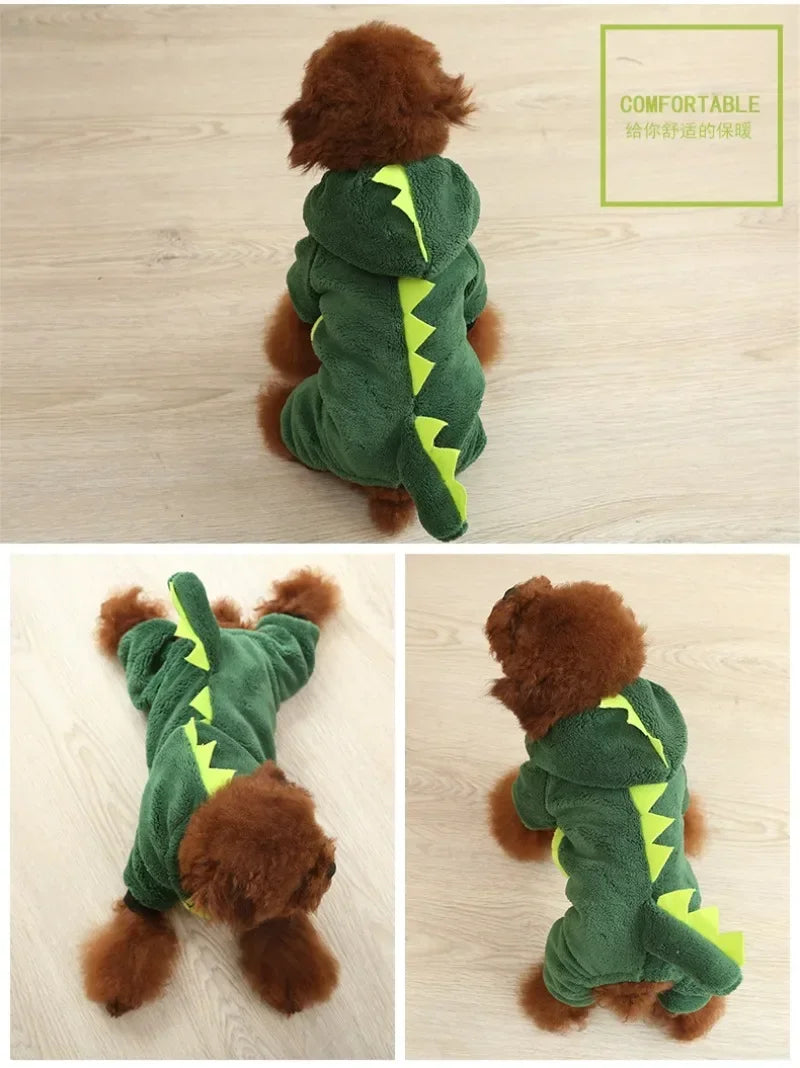 1PC  Dog Cat Blue Dinosaur Hooded Coat