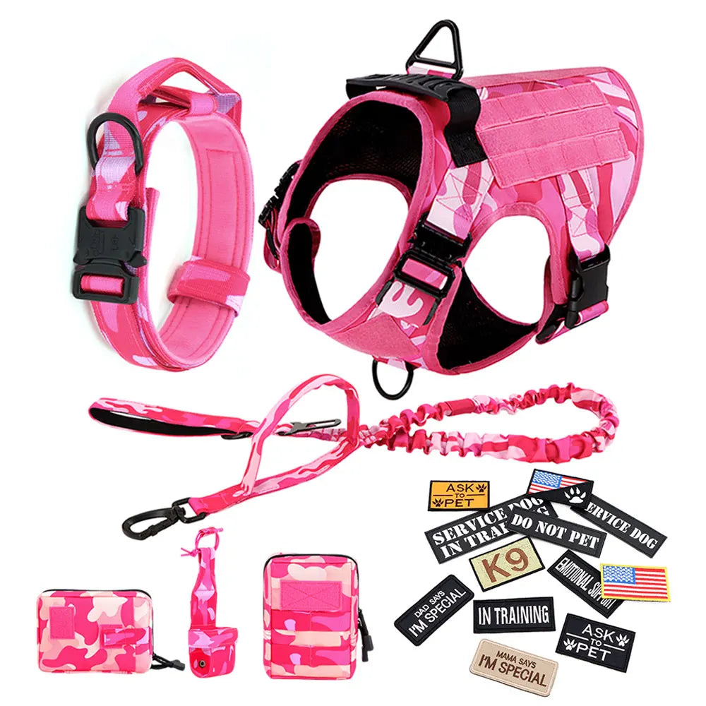 Military Pink Camouflage Dog Harness For Large Medium