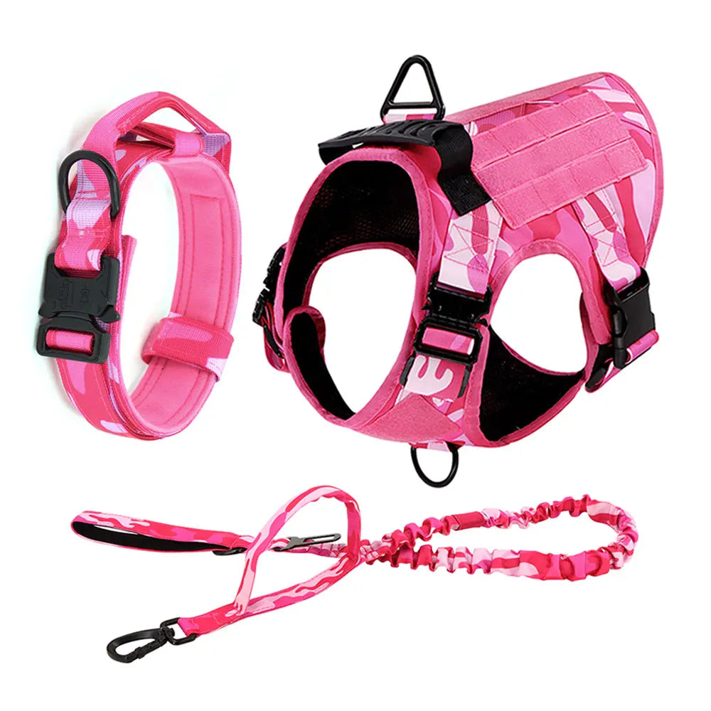 Military Pink Camouflage Dog Harness For Large Medium