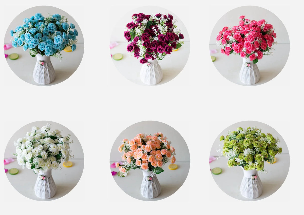 15Heads Artificial Mini Roses Flower Bouquet