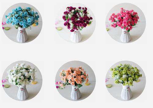 15Heads Artificial Mini Roses Flower Bouquet