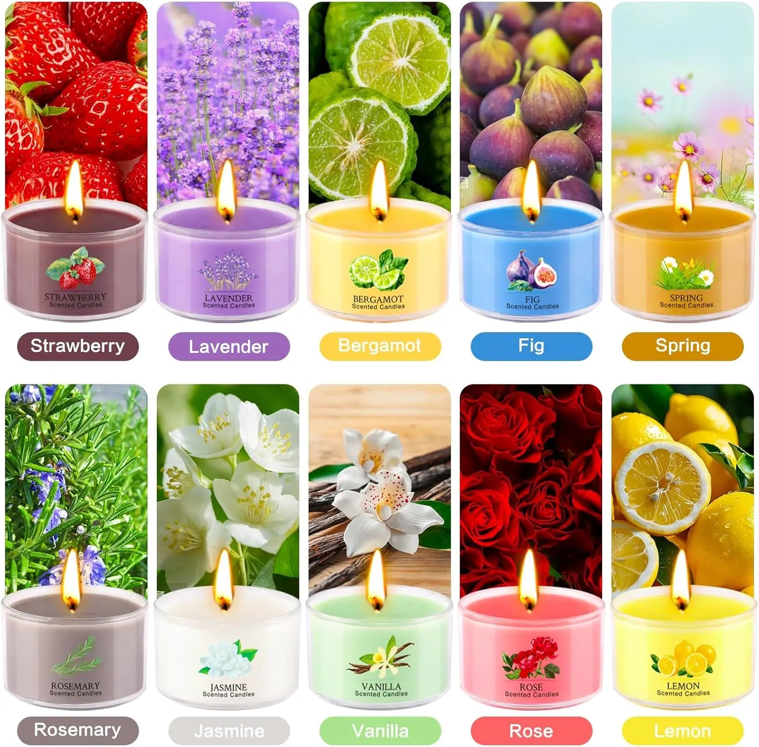 20 Pack Aromatherapy Scented Soy Candles 10 Scents 1.6oz