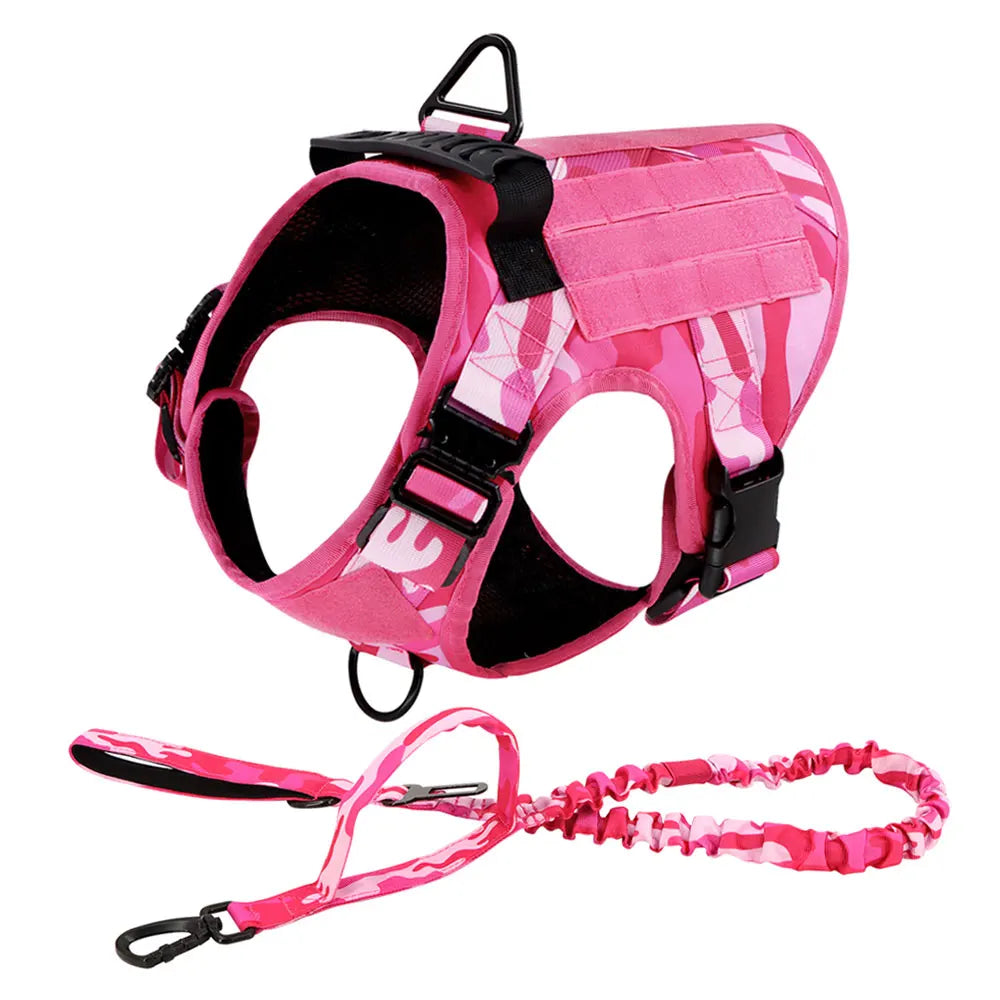 Military Pink Camouflage Dog Harness For Large Medium