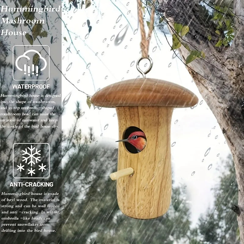 1Pc Outdoor Wooden Hanging Hummingbird/Wild Bird House,