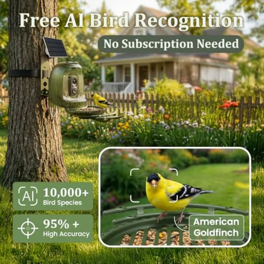 Smart Bird Feeder with 4MP Camera Solar Powered