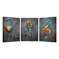 Music Wall Art Microphone, Headset, & Note Canvas Paintings
