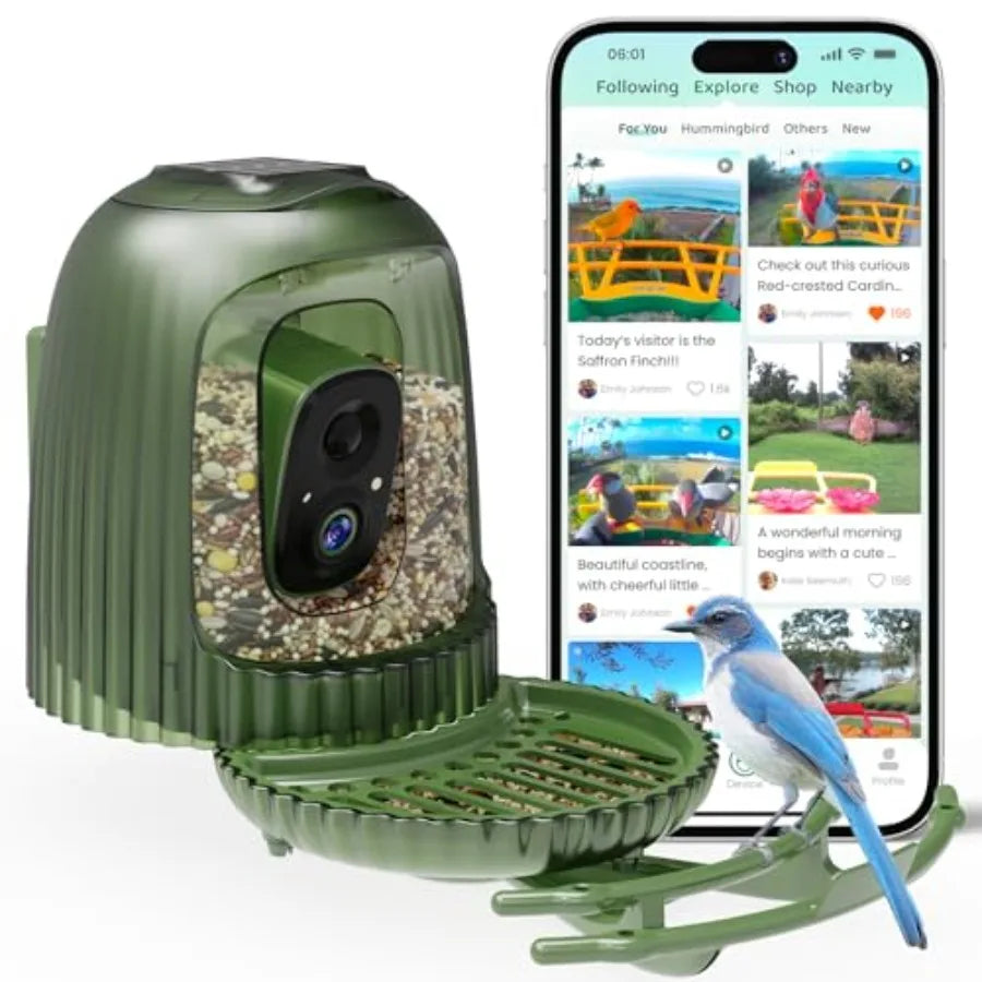 Smart Bird Feeder with 4MP Camera Solar Powered