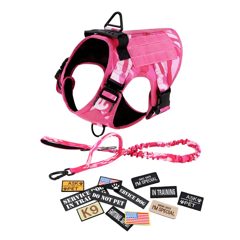 Military Pink Camouflage Dog Harness For Large Medium