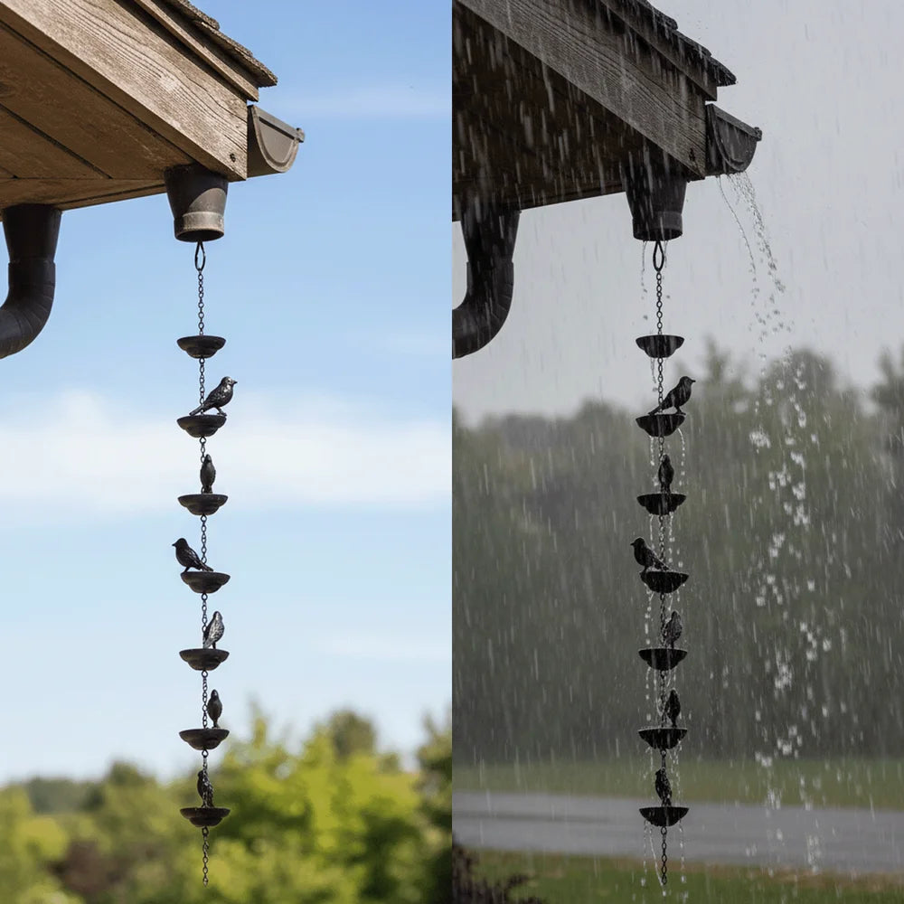 Adjustable Rain Catcher Chain With Bell For Gutters