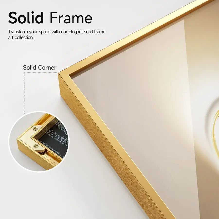 Modern Luxury Gold Wall Art, 3 Piece Contemporary Paintings