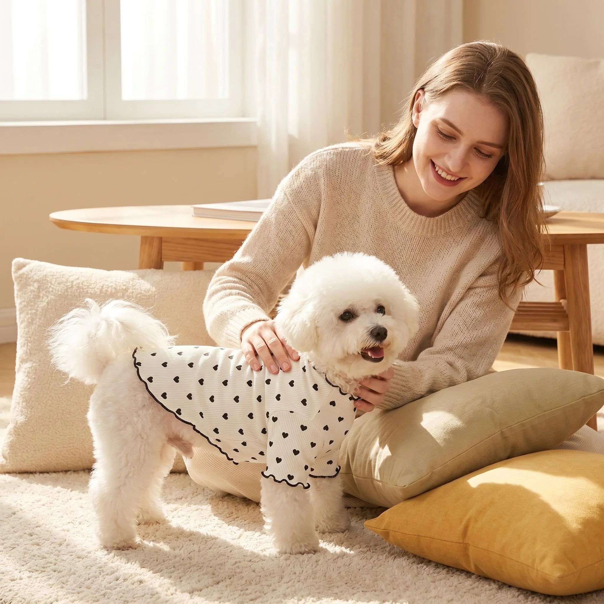 1PC Cute Heart or bow tie pattern Dog/Cat Shirt