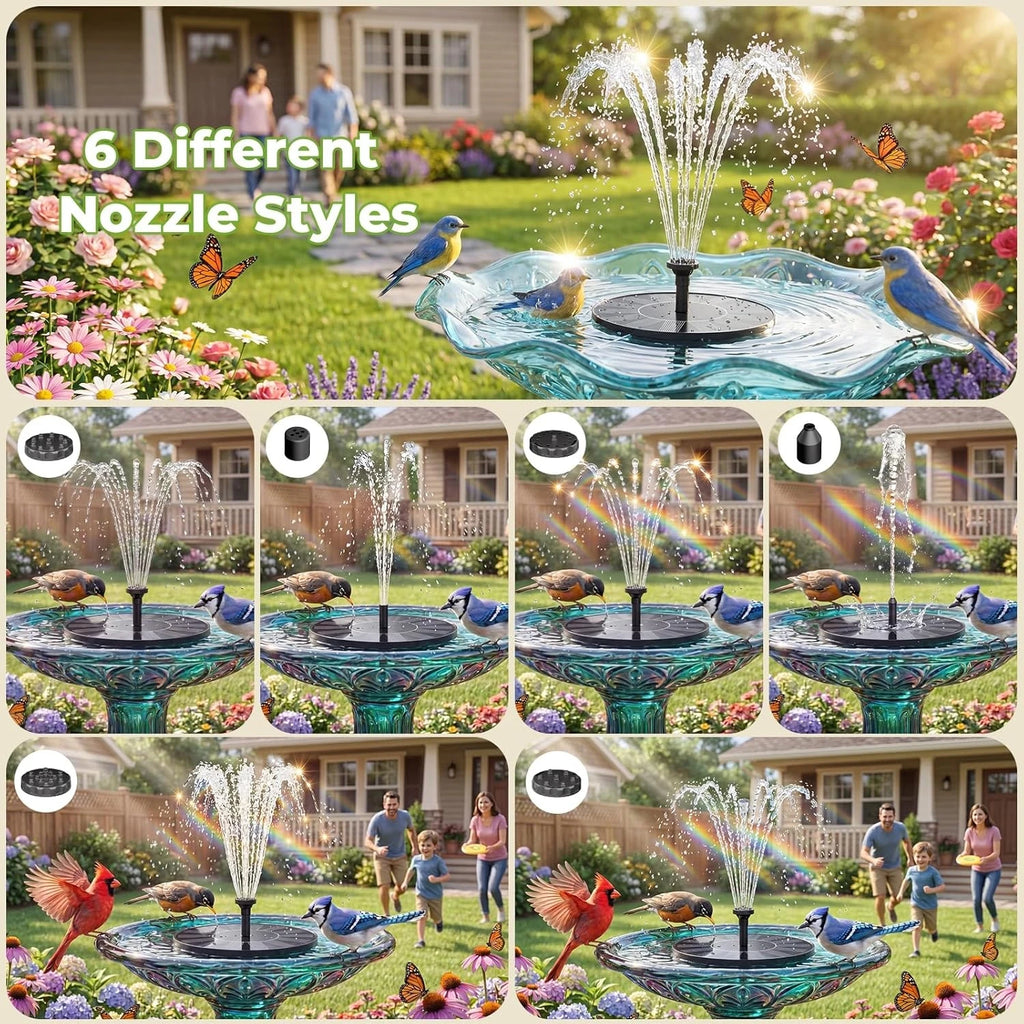  Solar Fountain with 6 Nozzles and 4 Crash Bars