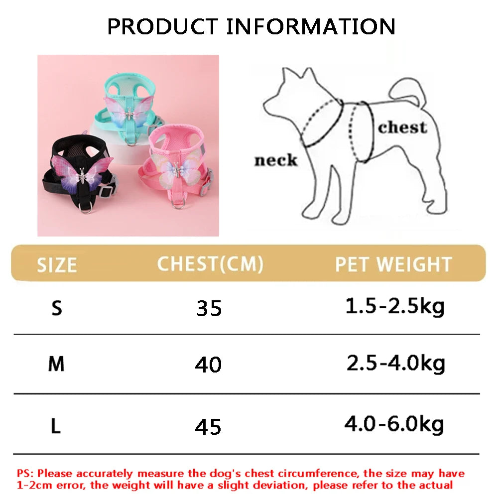 Cute Butterfly  Cat/ Small Dog Harness Set