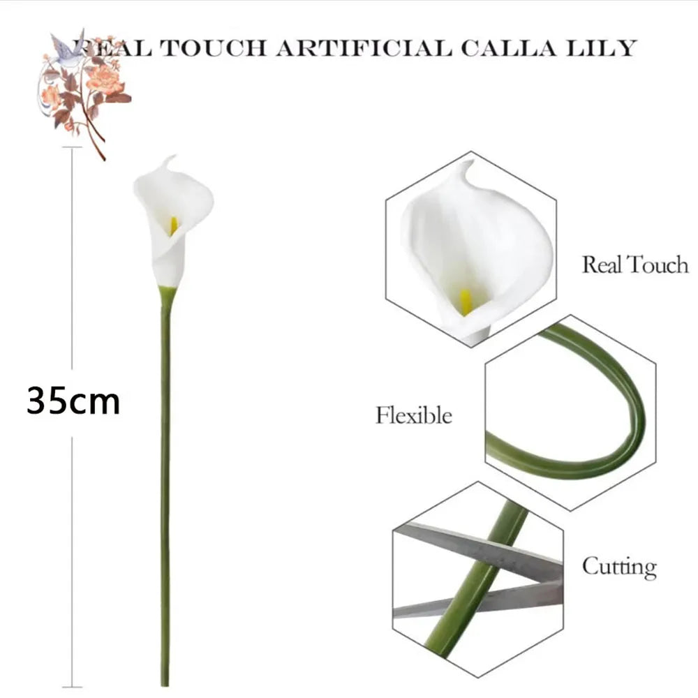 10Pcs White Artificial Calla Lily Flowers