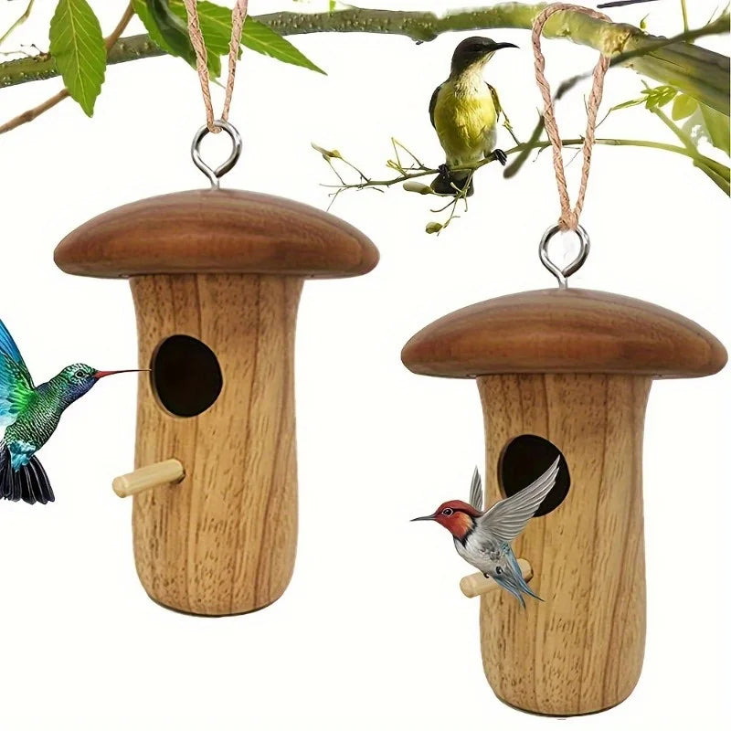 1Pc Outdoor Wooden Hanging Hummingbird/Wild Bird House,