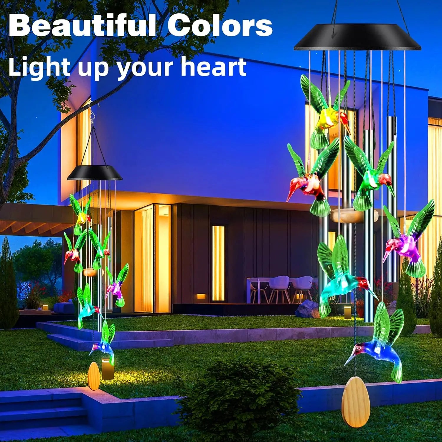 25 Inch Solar Wind Chimes with Colorful Lights