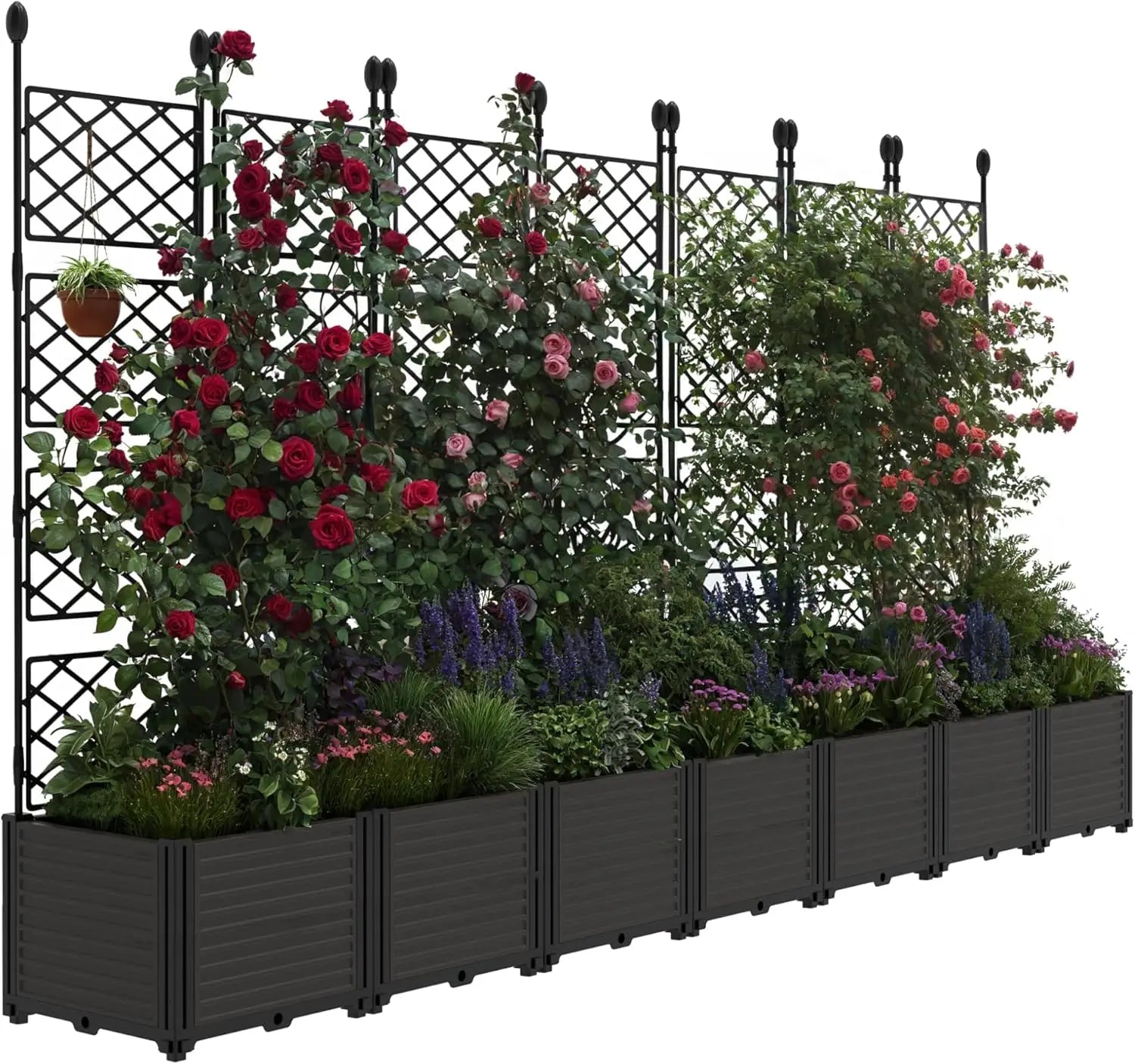 Plastic Planter Box w/ Trellis Rack 5.25FT Tall Raised Garden Bed