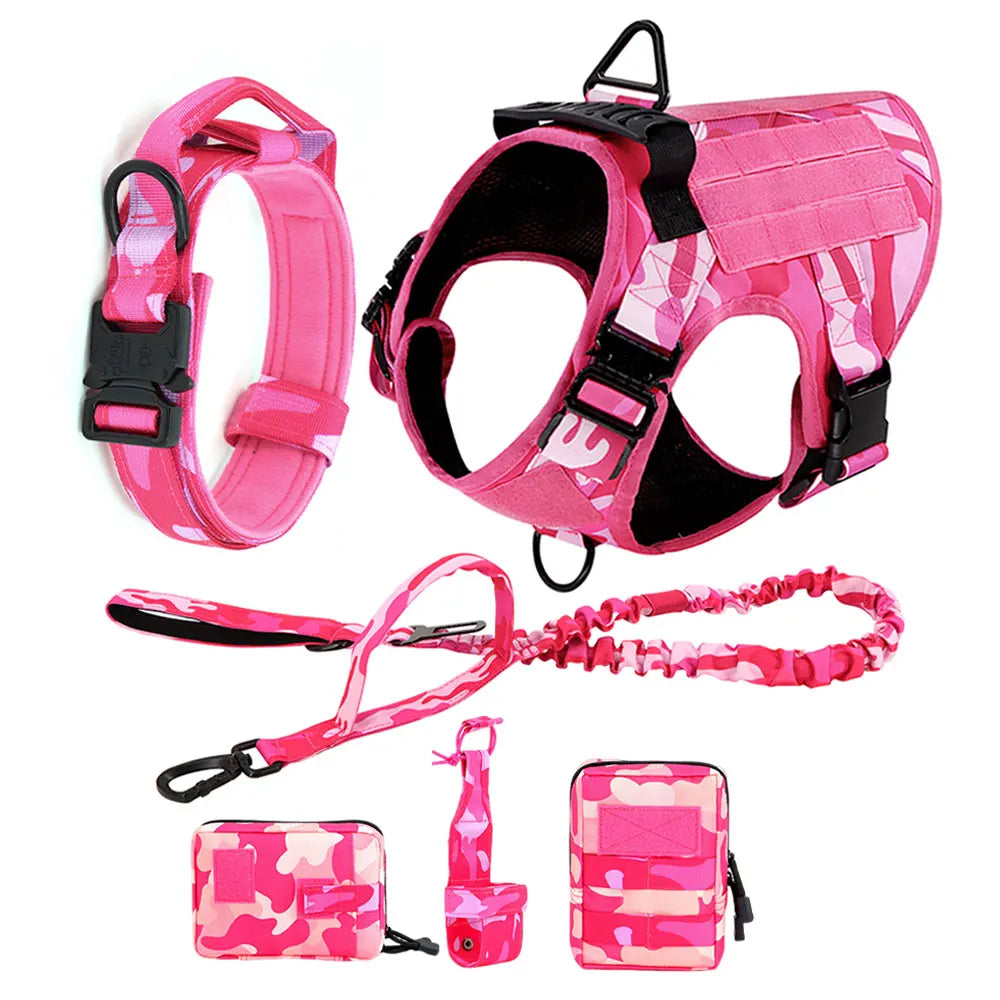 Military Pink Camouflage Dog Harness For Large Medium
