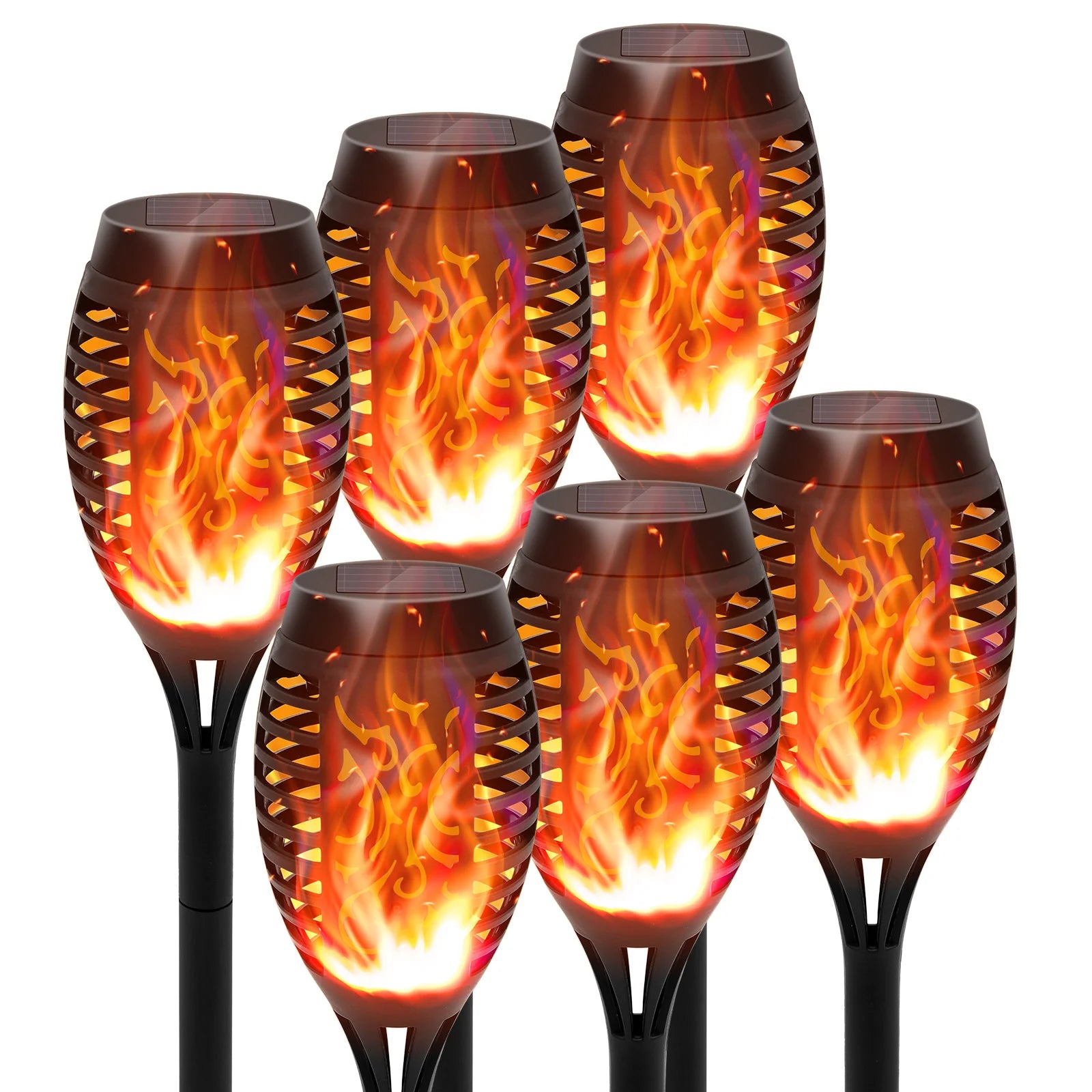 Outdoor LED 4/6/8/12 Pcs Solar Torch Lights with Flickering Flame Waterproof
