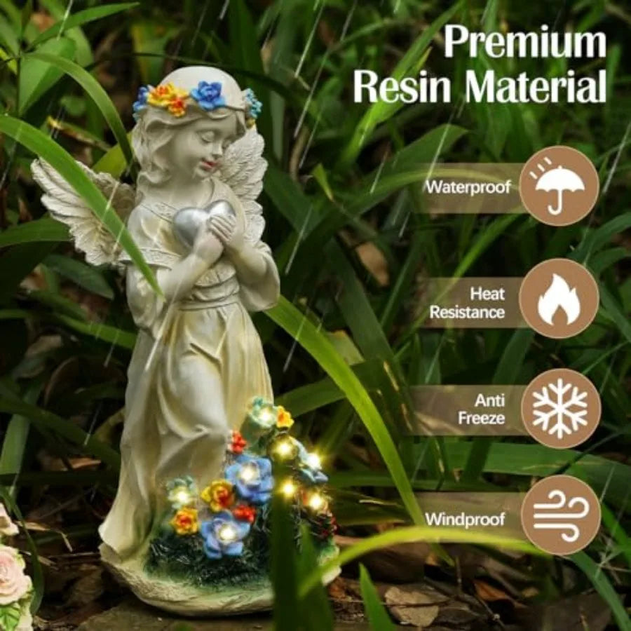 2Pcs Solar Angel Garden Statue