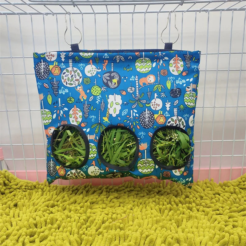 Hanging Hay Bag with hooks for Bunny Guinea Pigs Rabbit 2/3 Holes
