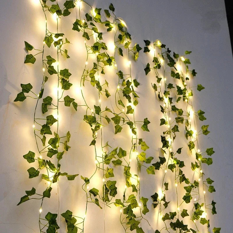 2M Green Leaf String Lights Artificial Ivy Vine