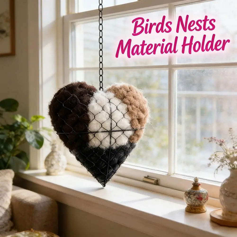 3pcs Heart-Shaped Handcrafted Fiber Bird Nesting Heart,