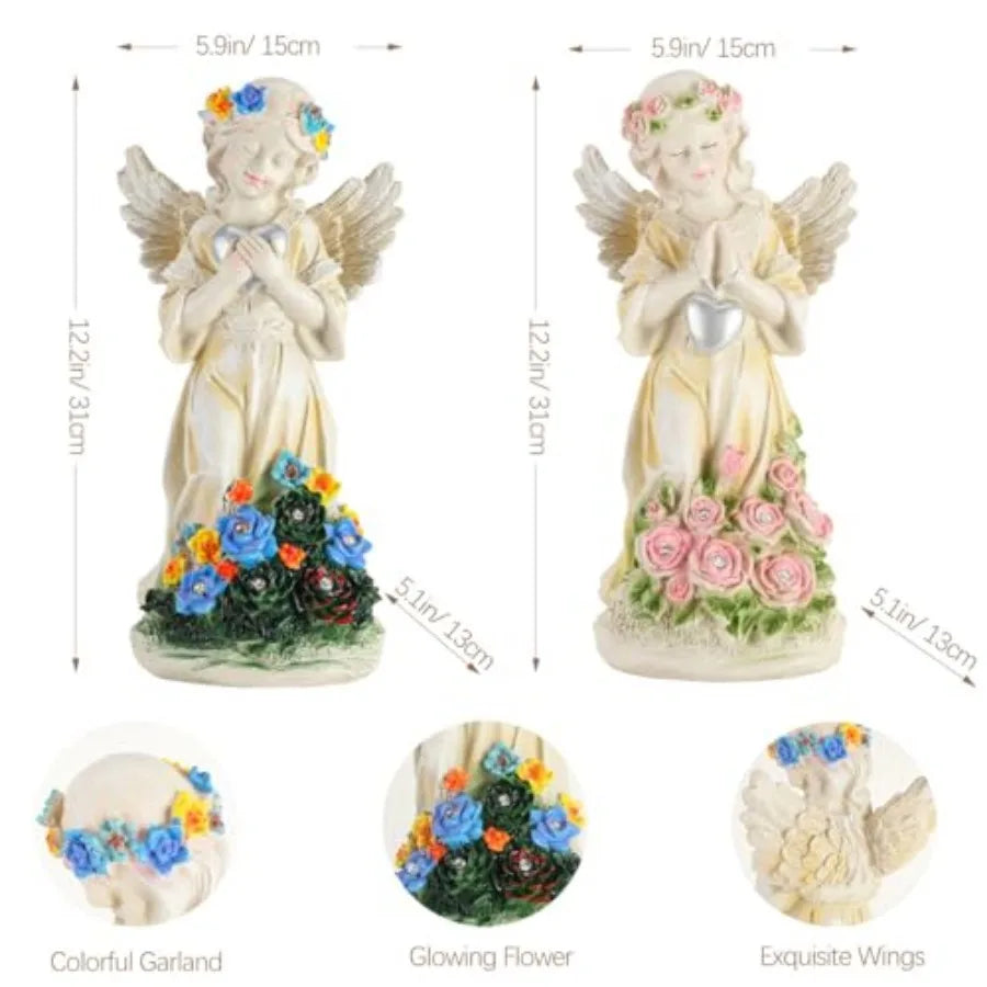 2Pcs Solar Angel Garden Statue
