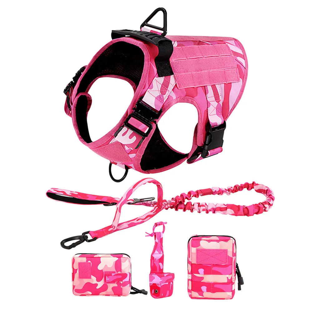 Military Pink Camouflage Dog Harness For Large Medium