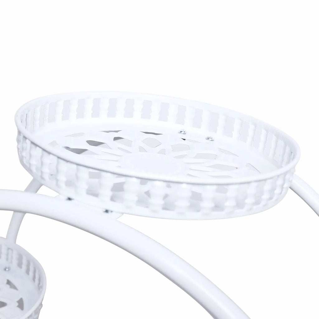 6 Pot White Metal Plant Stand
