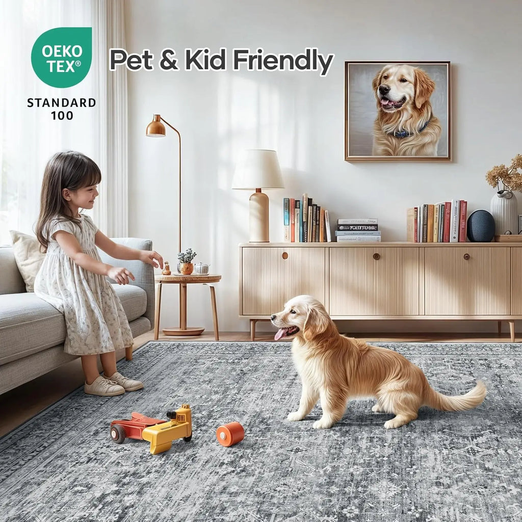 8x10 Washable Area Rug with Non-Slip Backing
