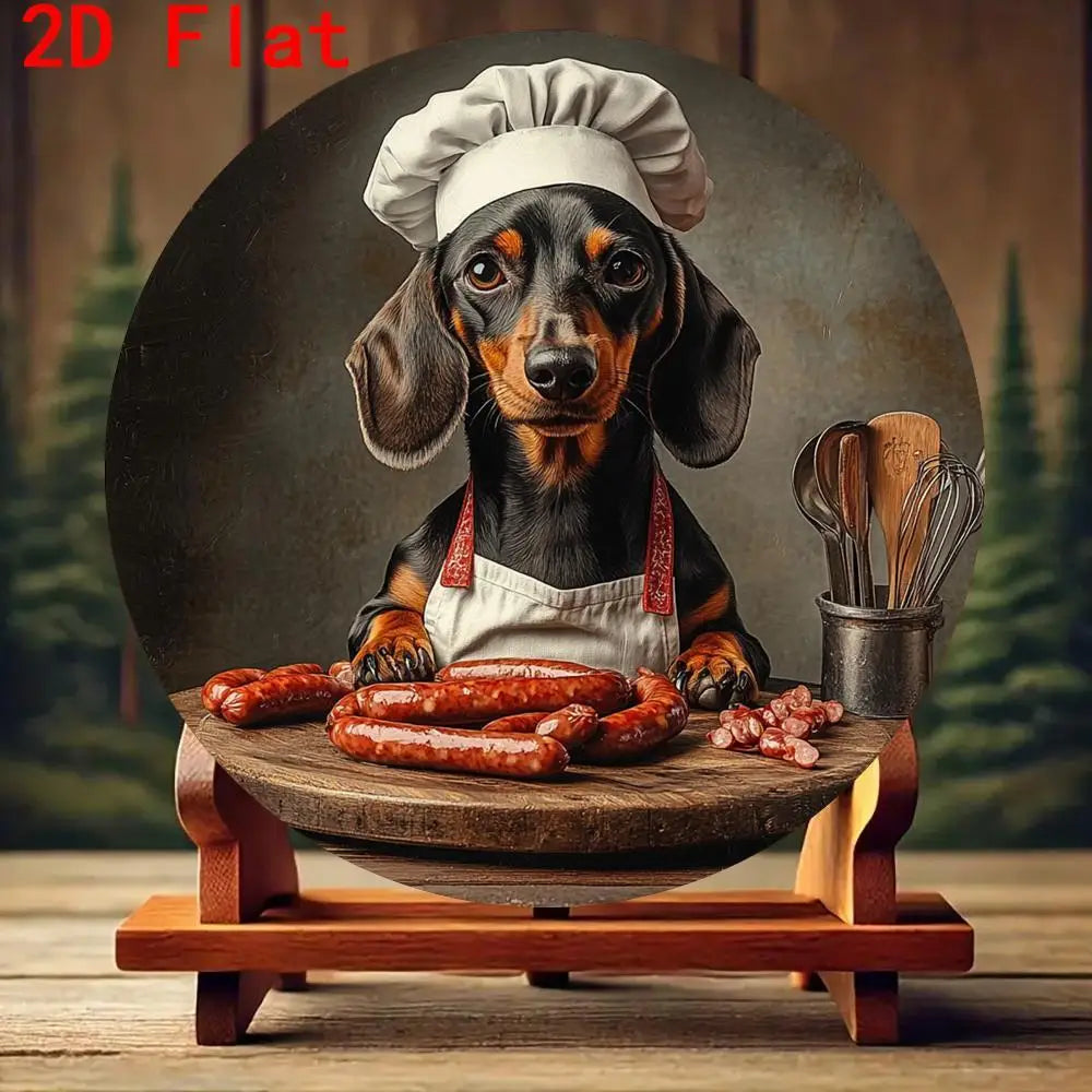 2D Aluminum Dog With Sausages Wall Art