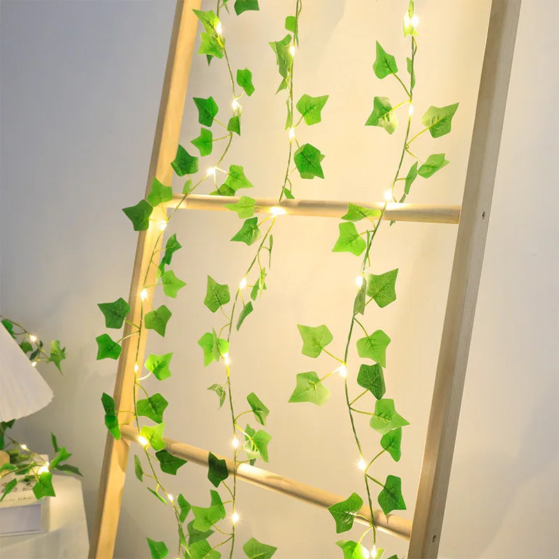 2M Green Leaf String Lights Artificial Ivy Vine
