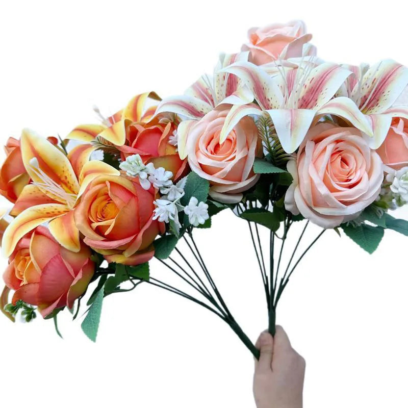 Spring Color Bouquet: Mixed Roses & Lilies