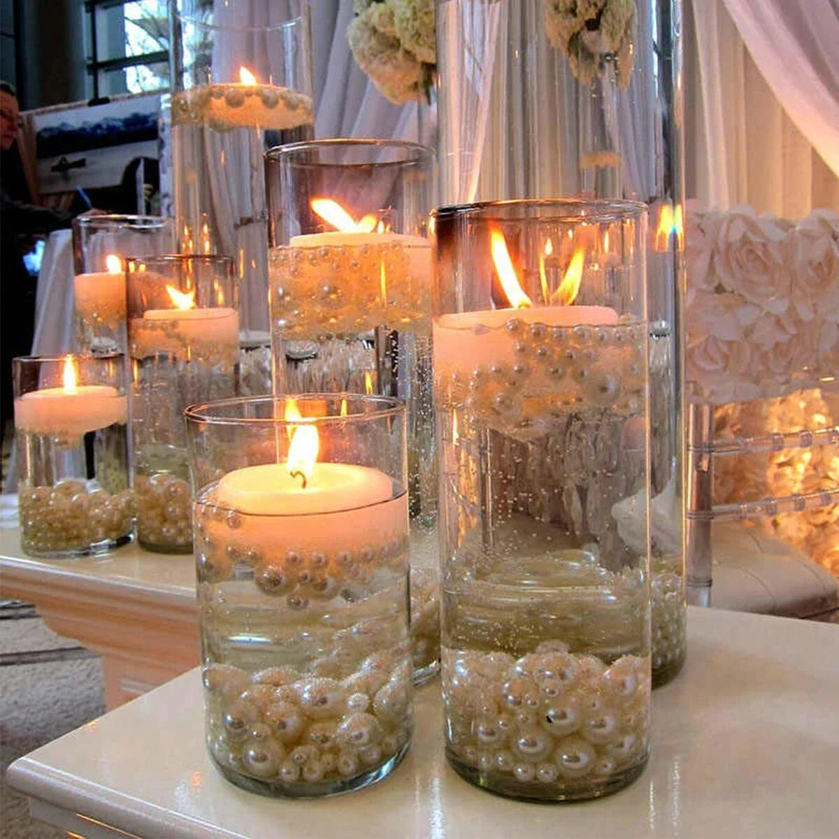 Large capacity Cylinder Wedding Glass Cup Candlestick, Straight Tube Glass Vase