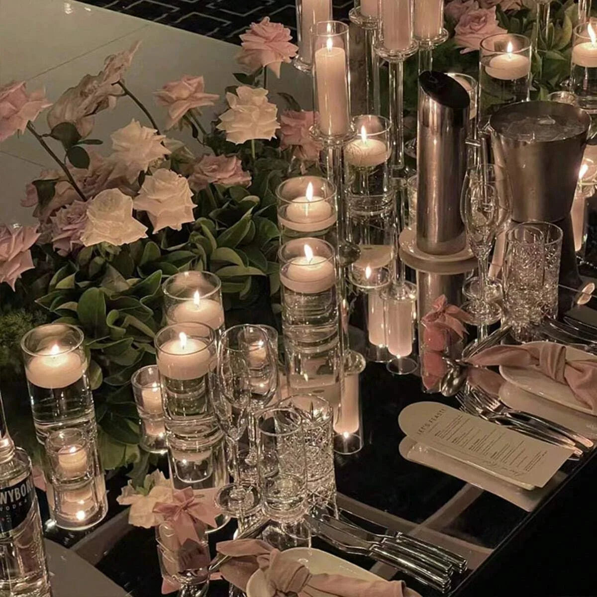 Large capacity Cylinder Wedding Glass Cup Candlestick, Straight Tube Glass Vase