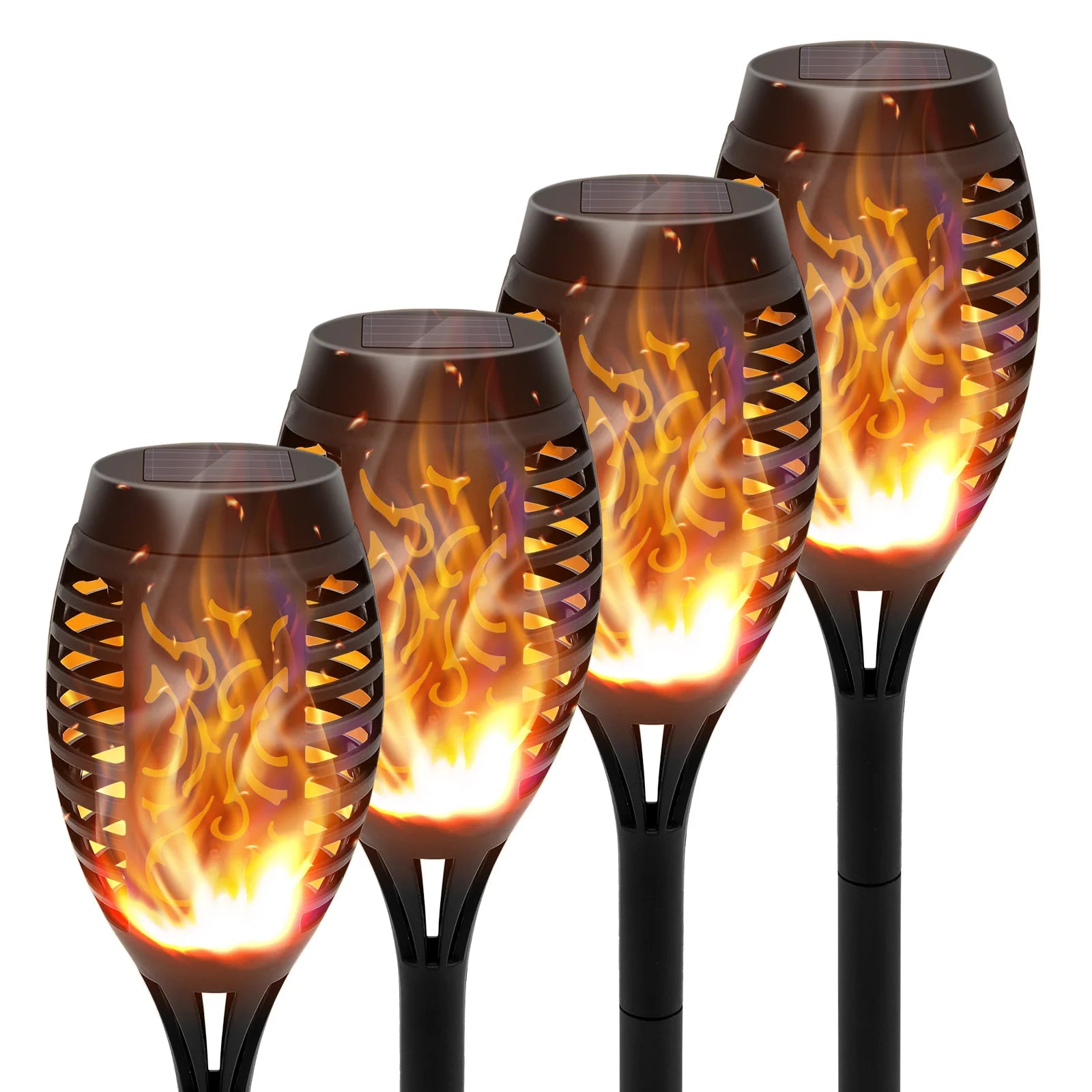 Outdoor LED 4/6/8/12 Pcs Solar Torch Lights with Flickering Flame Waterproof