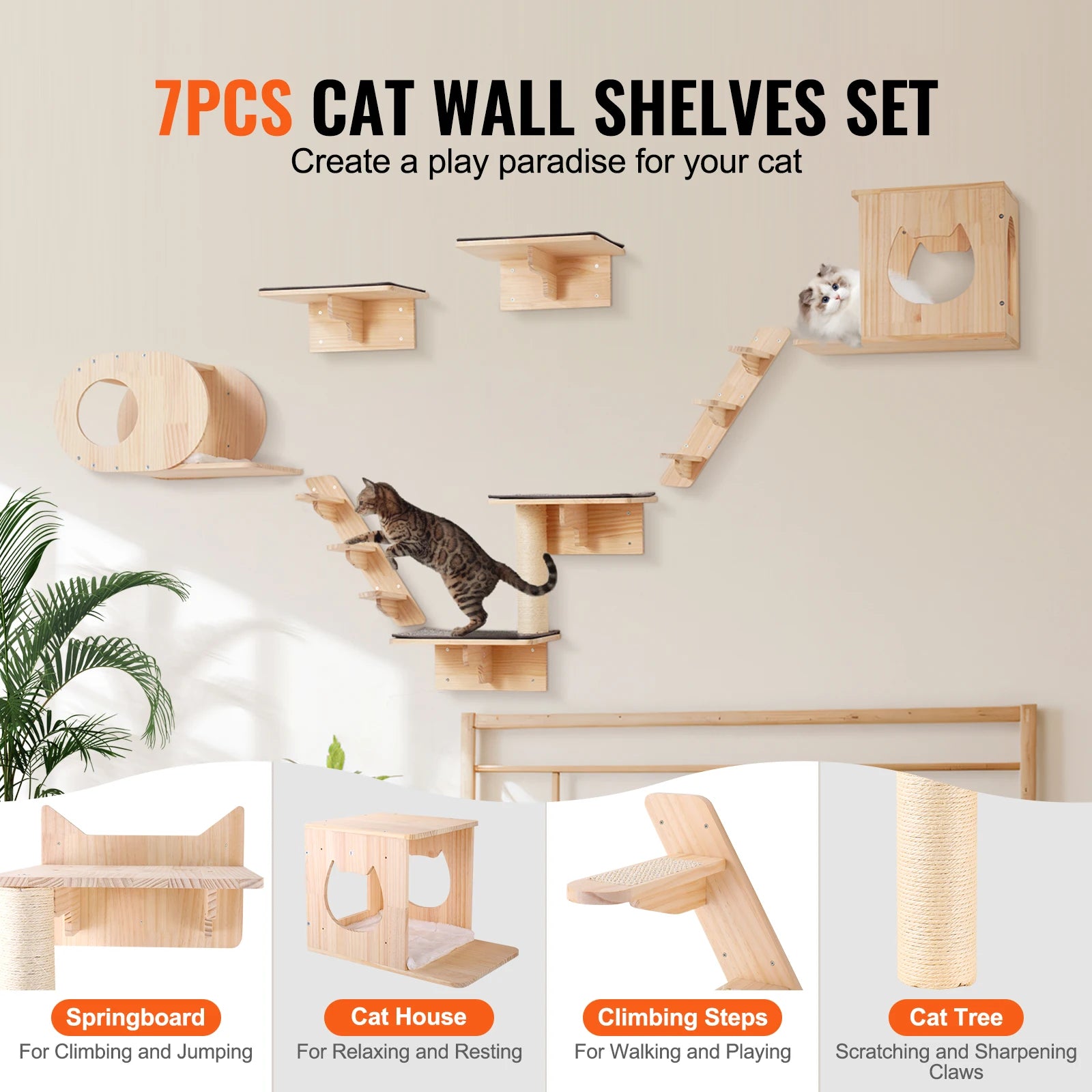 Cat Wall Shelves and Perches with Jumping Boards