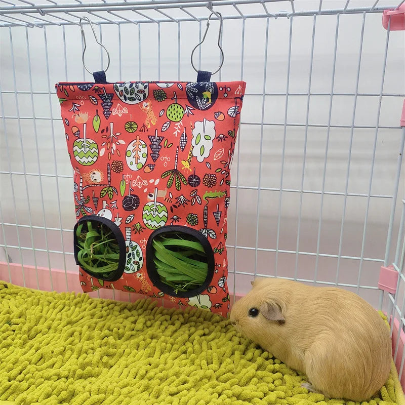 Hanging Hay Bag with hooks for Bunny Guinea Pigs Rabbit 2/3 Holes