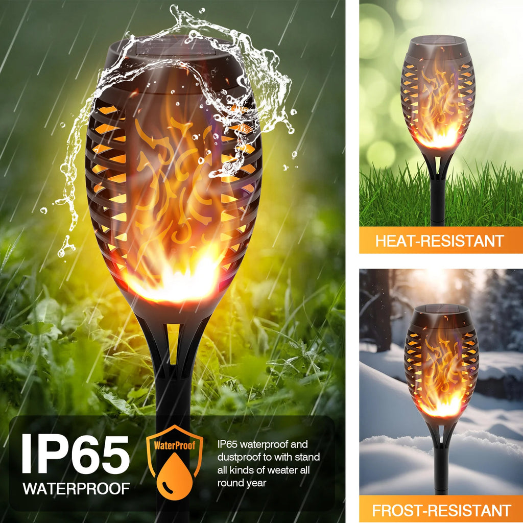 Outdoor LED 4/6/8/12 Pcs Solar Torch Lights with Flickering Flame Waterproof